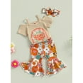 thumbnail image 3 of ZAXARRA 3Pcs Baby Girl Spring Outfits, Short Sleeve Strap Romper + Bell Bottoms + Headband Set, 3 of 8