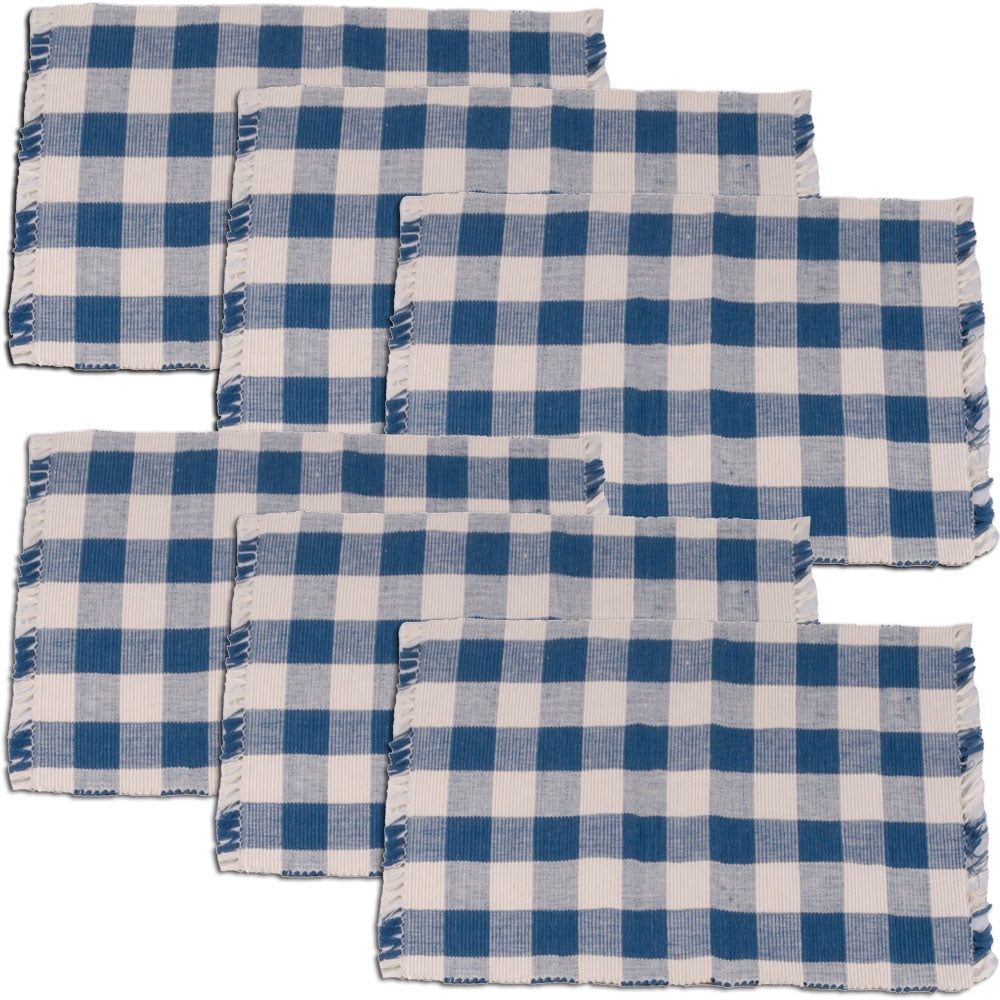 Buffalo Check Blue Placemats by Raghu (Set of 6)