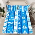 thumbnail image 2 of YST Nautical Anchor Bed Sheets,Starfish Seashell Seaweed Pattern Sheet Set,Blue Geometric Stripe Fitted Sheet Lightweight,White Sailboats Bedding Set 3pcs Twin, 2 of 5