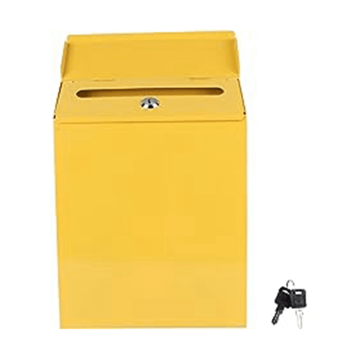 Mailbox Small Yellow with Lock Wall Post-Mount Mailbox, Iron Door