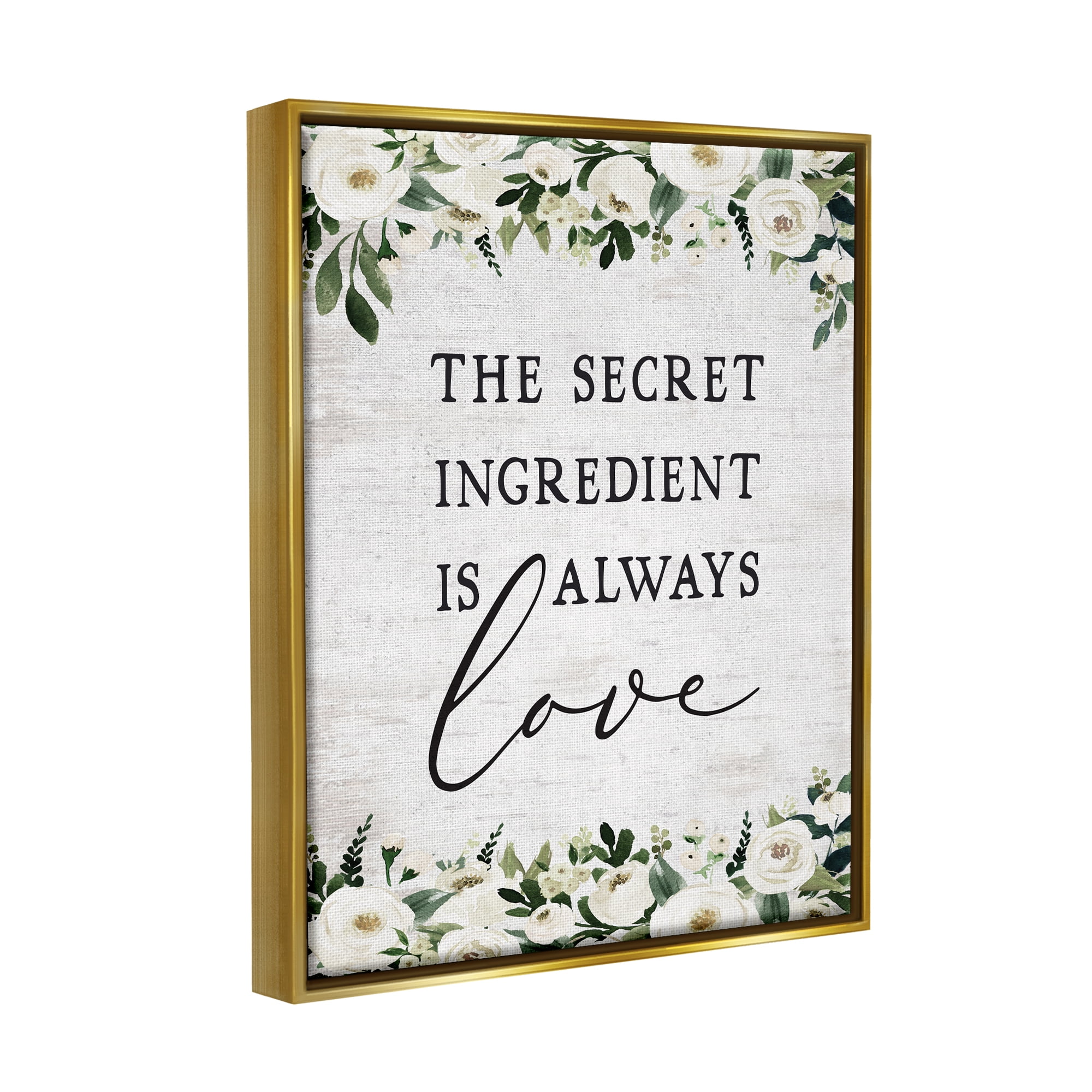 Stupell Industries Secret Ingredient Love Botanical & Floral Painting Gold Floater Framed Art Print Wall Art, 25 x 31