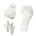 thumbnail image 2 of siminsem 3 Piece Winter Hat Scarf Gloves Set for Men Women - Warm Fleece Lined Wool Blend Beanie Skull Cap with Touchscreen Gloves & Neck Scarf, Cold Weather Outdoor Thermal Set, White,One Size, 2 of 3