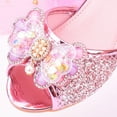 thumbnail image 4 of Gubotare Toddler Girl Heels Girls Sandals Grils Dress Shoes Wedding Party Open Toe Glitter High Heels for Little/Big Kids Girls Sandals (Pink,Big Kids 4.5), 4 of 6