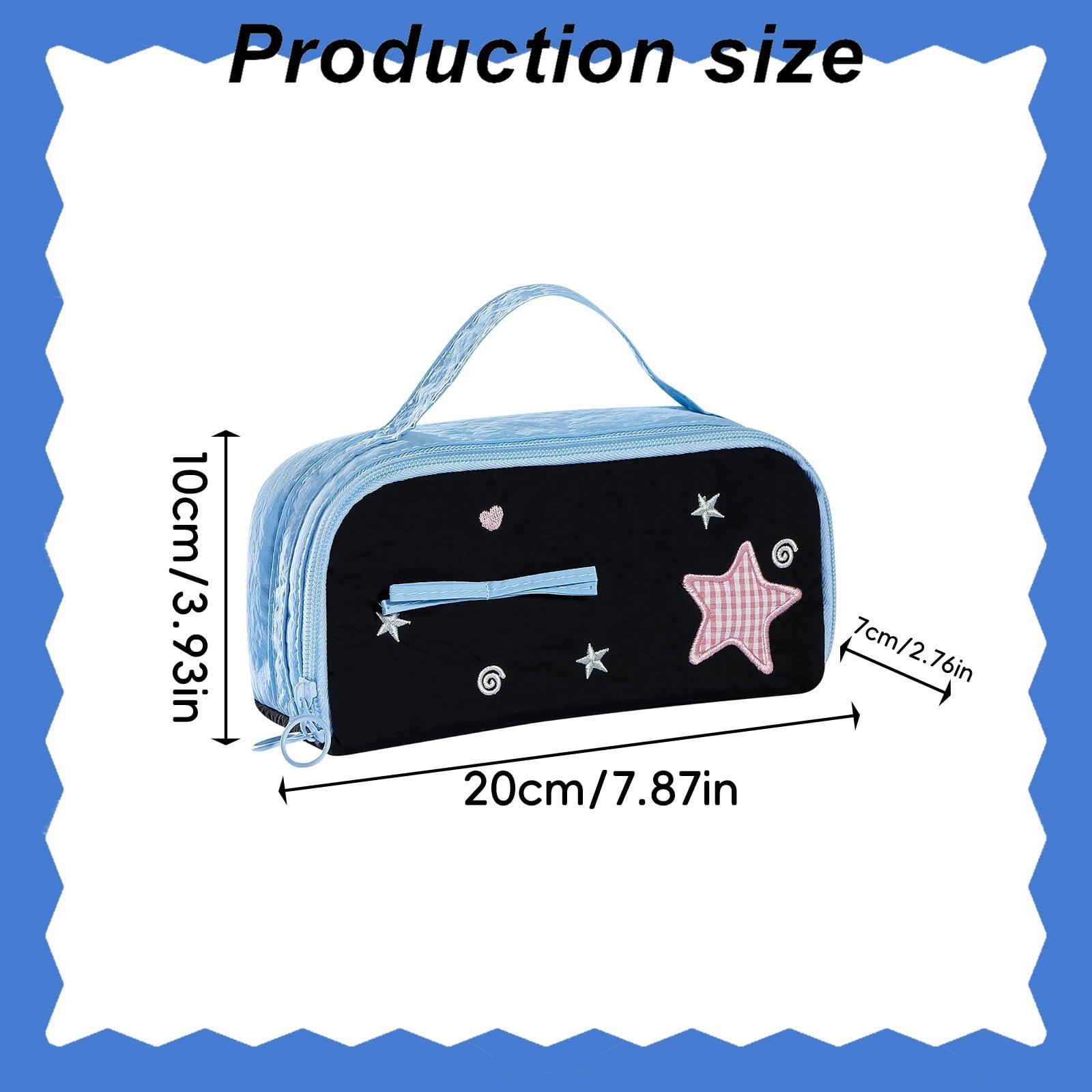 HCTSHG Multi-functional Stationery Pencil Pouch,Star Pattern Pencil Case Handheld Multi Layer Large Capacity Stationery Bag Cute Pencil, Large Capacity Design Pen Pouch Supplies,Cute Functional Bag