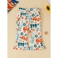thumbnail image 5 of Wrrkayly Toddler Girls Summer Outfit Sets White Short Sleeve Letter Print Tops + Floral Flared Pants + Headband, 5 of 8