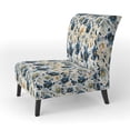 thumbnail image 3 of Designart "Graceful Antique Blue Florals I" Blue Antique Upholstered Accent Chair - Cottage Arm Chair For Living Room, 3 of 5