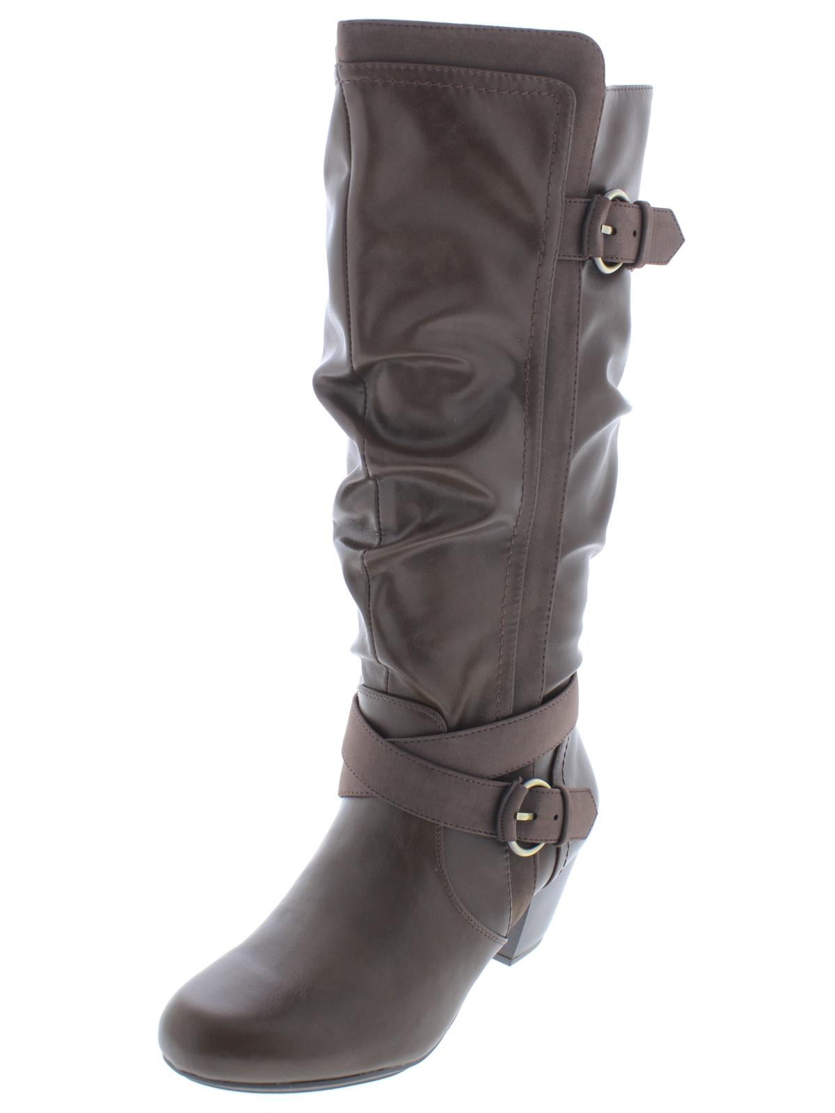 Rialto - Womens Crystal Wide Calf Faux Leather Mid-Calf Boots - Walmart ...