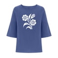 thumbnail image 4 of LiMoi Womens Summer Tops V Neck Work 3/4 Sleeve T Shirts Oversized Tops for Women Short Sleeve Womens T Shirts Loose Fit Graphic my reorder list, 4 of 6