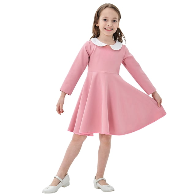 Zanarzt Robe en Tulle pour Tout-Petites Filles Robe à Manches Longues pour Filles Robe Décontractée pour Filles Robe T-Shirt Vintage à Manches Longues Rouge, 9-10 Ans