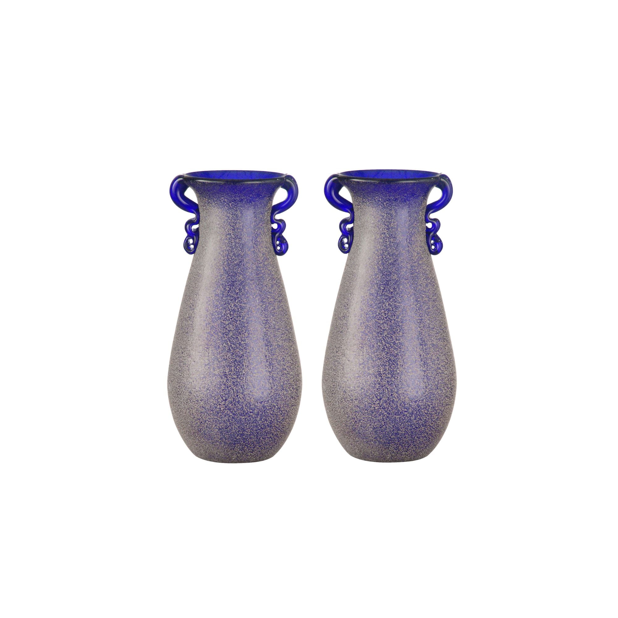 of 2 Blue and Gray Teardrop Contemporary Glass Vases 9" - Walmart.com