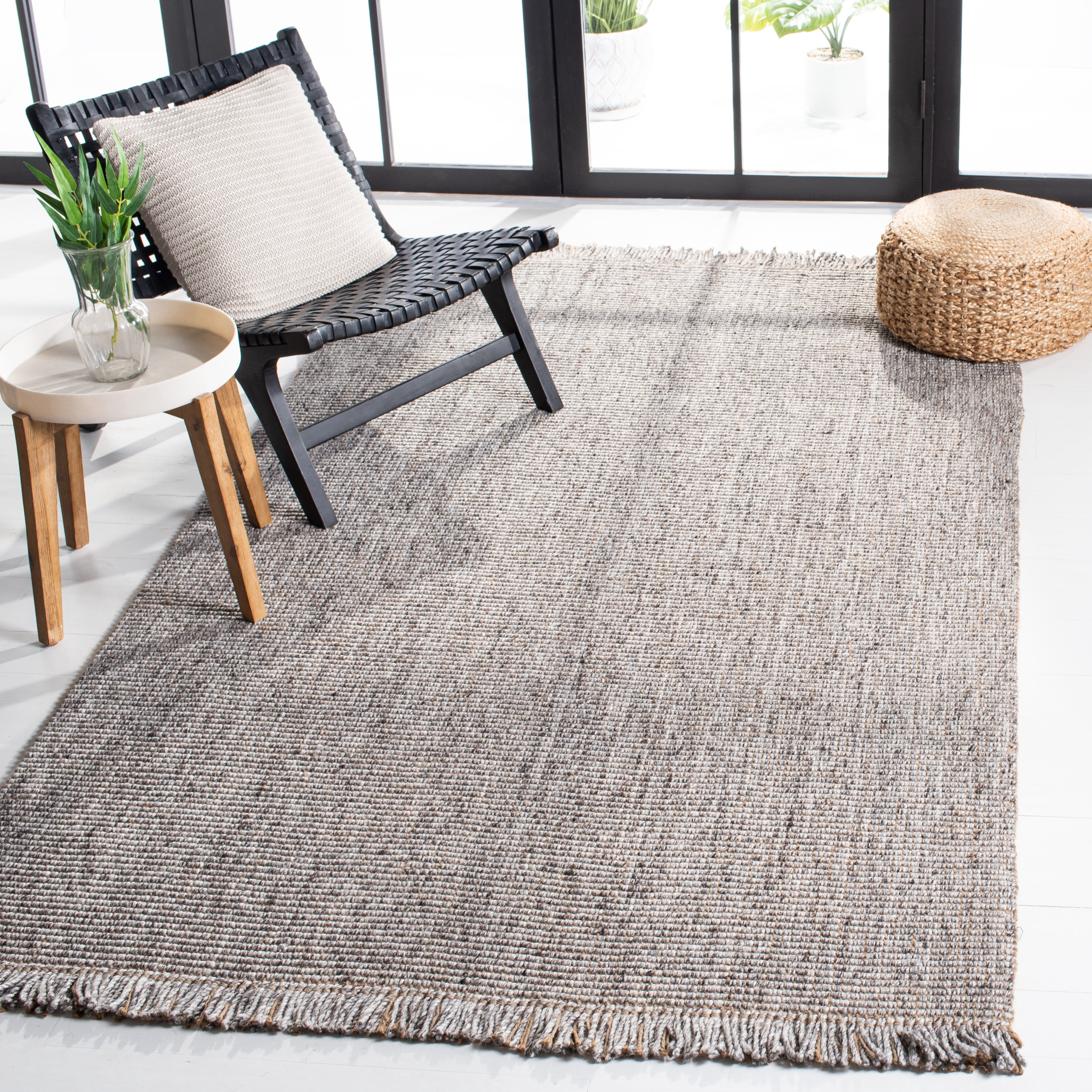 SAFAVIEH Natural Fiber Crawford Abstract Area Rug, Grey/Natural, 4' x 4' Square