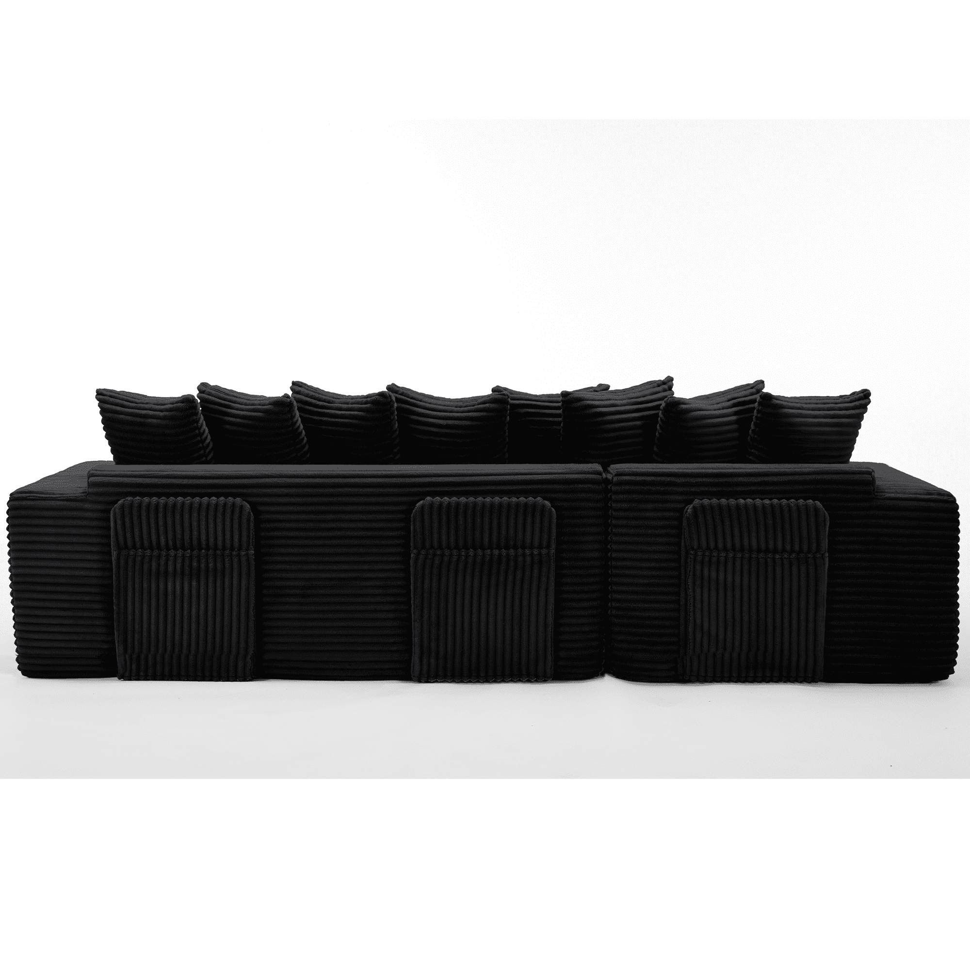 Howcool Modern L-Shaped Sectional Sleeper Sofa Oversized Cloud Couch 3-in-1 Convertible Floor Bed Corduroy with 8 Pillows