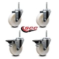 thumbnail image 2 of 4 Inch Nylon Wheel Swivel 3/4 Inch Threaded Stem Caster Set 2 Brakes SCC, 2 of 2