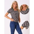 thumbnail image 2 of Blusa Campesina Allegra K Cuello Cuadrado Encaje Floral Vintage Mujer Negro Talla S, 2 of 5