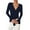 Navy Blue, variant on Weardear Women's V Neck Ruched Self-Tie T-Shirt Slim Fit Flare Long Sleeve Basic Tops