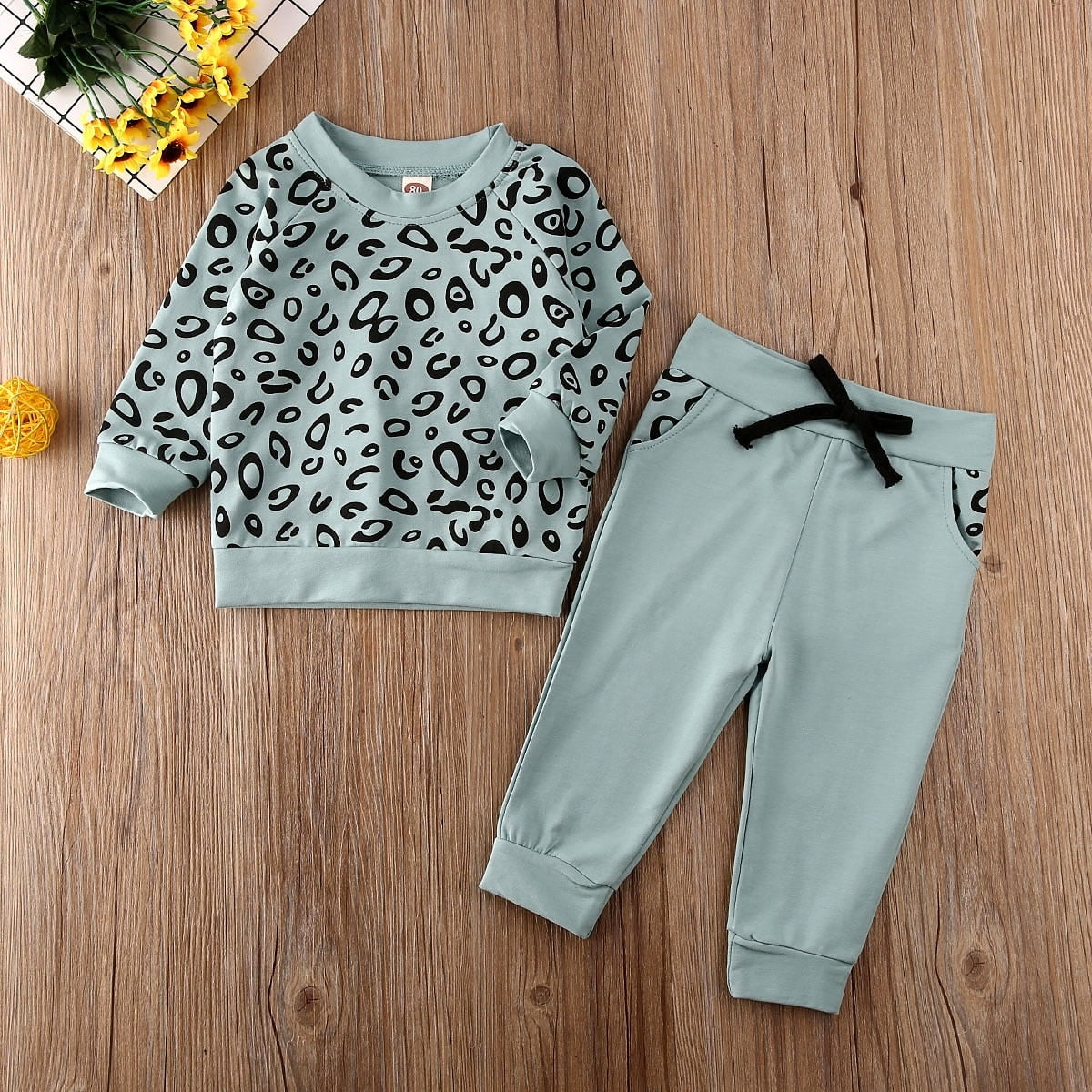 leopard print baby clothes set