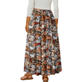 thumbnail image 4 of UVN Skirts for Women Summer Chiffon Pleated A-Line Long Skirt Elastic High Waist Swing Tiered Boho Beach Floral Print Maxi Skirts, 4 of 9