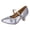Silver, variant on Modern Dancing Shoes for Women Lightweight S𝗅ip On Sandals L𝗈w Chun𝗄𝗒 Latin Shoes National Standard Dance with Adjustable Buckle Strap, Comfortable Soft Sole Dance Shoes