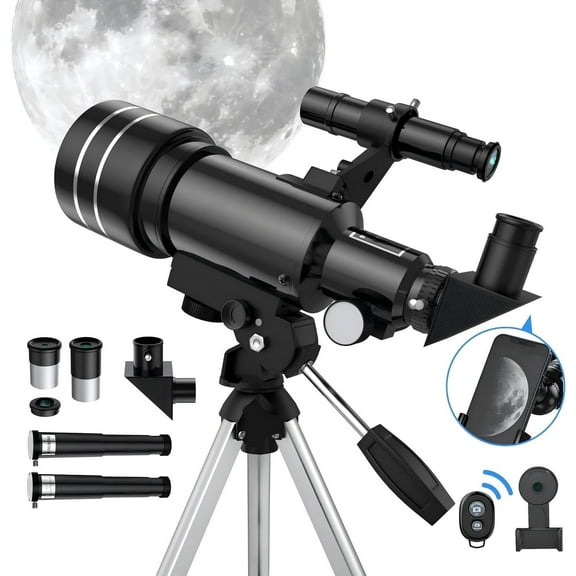 ODEB Telescope for Adults & Kids, 70mm Aperture Astronomical Refractor Telescopes for Astronomy Beginners (15X-150X), 300mm Portable Telescope with an Phone Adapter & A Wireless Remote