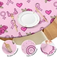 thumbnail image 4 of Pink Breast Cancer and Pioneer Flower Round Fitted Tablecloth with Elastic Edge,Dining Table Cover Waterproof,Outdoor Round Tablecloth for Camping,Dining,Indoor and Outdoor, 4 of 7