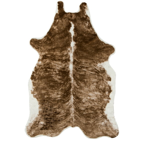 Erin Gates by Momeni Acadia Brindle Brown Faux Hide Area Rug 5'3" X 7'10"