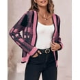 thumbnail image 4 of Womens Long Sleeve Cardigan Sweaters Plaid Fuzzy Knit V Neck Button Down Cardigans, 4 of 6