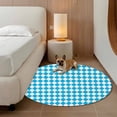 thumbnail image 3 of Blue Diamond Plaid Round Living Room Rugs 8 ft, White Geometric Check Abstract Modern Washable Large Area Rug with Non-Slip Sturdy Edge Binding Round Carpet for Dining Room Kitchen Office, 3 of 9