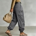 thumbnail image 5 of cocolona Womens Summer Casual High Waist Cargo Pants Elastic Waist Straight Outdoor Hiking Joggers with Pockets, 5 of 5