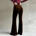 thumbnail image 4 of Pincandy Women's Solid Color Velour Pants - Elastic Waist, Loose Flared Wide Leg Fit with Pockets, Comfortable for Loungewear & Casual Activities, 4 of 7