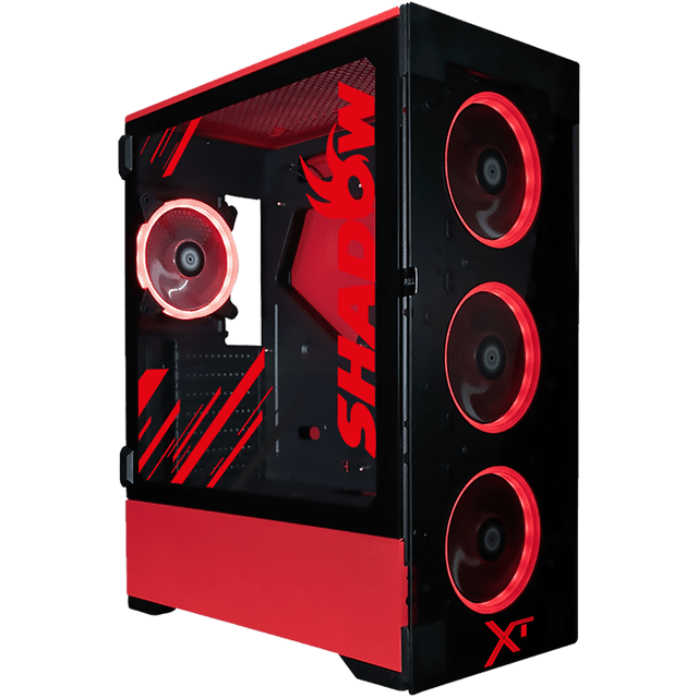 Gabinete Gamer XTREME PC GAMING Shadow Edition Torre Completa E-ATX 4 Fan Cristal Templado ARGB Rojo rojo