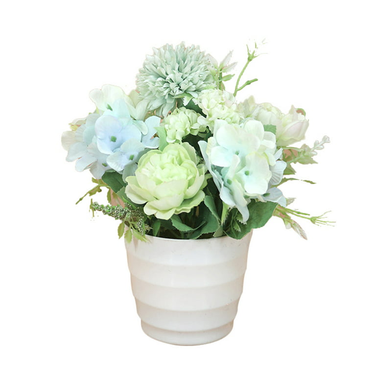 BLOSMON Small Artificial Flowers in Vase 4 Pcs Fake Flowers Centerpieces  for Dinning Table Floral Arrangements with Vases Bathroom Accessories  Office