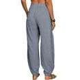 thumbnail image 4 of Women’s Linen Harem Pants Loose Fit Boho Pants with Pockets High Waisted Casual Lounge Trousers for Summer Beach Vacation, 4 of 5