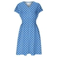 thumbnail image 5 of THDHVS Womens Summer Dresses,Dresses for Women 2025,Women Summer V-Neck Solid Casual Short Sleeve Waisted Mini Dress Light Blue 2XL, 5 of 6