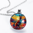 thumbnail image 2 of Kangaroo Glass Circular Pendant Necklace - Stylish Jewelry Necklaces for Women, 2 of 5