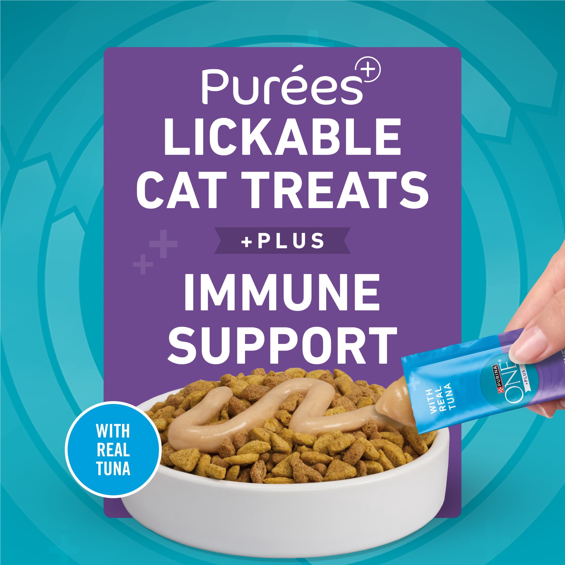 (30 pack) Purina ONE Plus Immune Support Purees With Real Tuna Lickable Cat Treats, 1.4 oz.