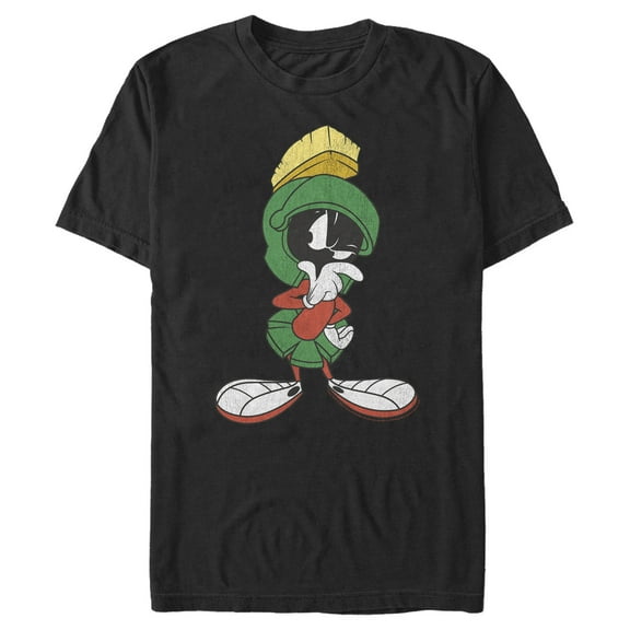 Men's Looney Tunes Marvin the Martian Thinking  Graphic Tee Black X Large