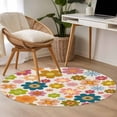 thumbnail image 4 of Vintage Boho Floral Round Area Rug 3.3Ft Washable Circle Rugs for Dining Room Table, Yellow Pink Floral Bohemia Beige Non-Slip Carpet Floor Mats Indoor Outdoor Carpet Runner Aesthetic Home Decor, 4 of 8