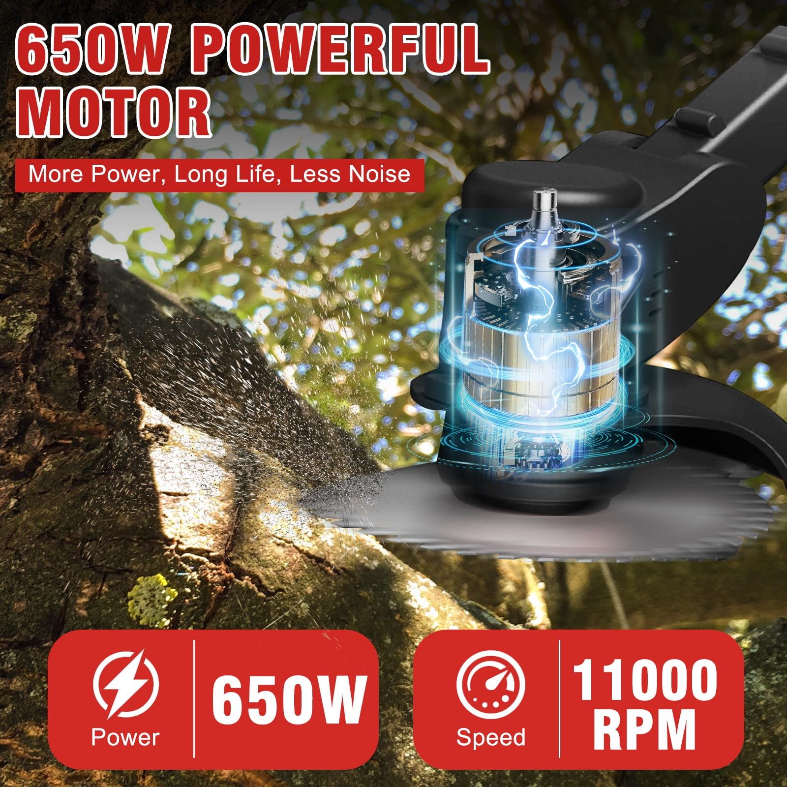 Grass Trimmer, Electric Cordless Weed Eater, Weed Wacker with 2000mAh Batteries, Lawn Edger Brush Cutting Machine Adjustable Handle
