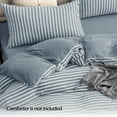 thumbnail image 3 of PURE ERA Jersey Knit Duvet Cover Set 100% T-Shirt Heather Cotton Super Soft Striped Design, with Zipper Closure, Blueish Grey Stripe, Queen, 3 of 9