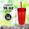 thumbnail image 5 of Double Wall Acrylic Tumblers 16 oz. Set of 10, Bulk Pack - BPA Free, Perfect for Iced Coffee, Soda, Other Hot & Cold Beverages - Red, 5 of 5