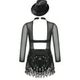 thumbnail image 3 of iiniim Kids Girls Jazz Tango Dance leotard Outfit Long Sleeve Sparkle Sequins Tassles Hollow Back Black 6, 3 of 6