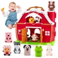thumbnail image 1 of Juguete eNaurol Big Red Barn con 10 marionetas de animales de granja, 1 of 6