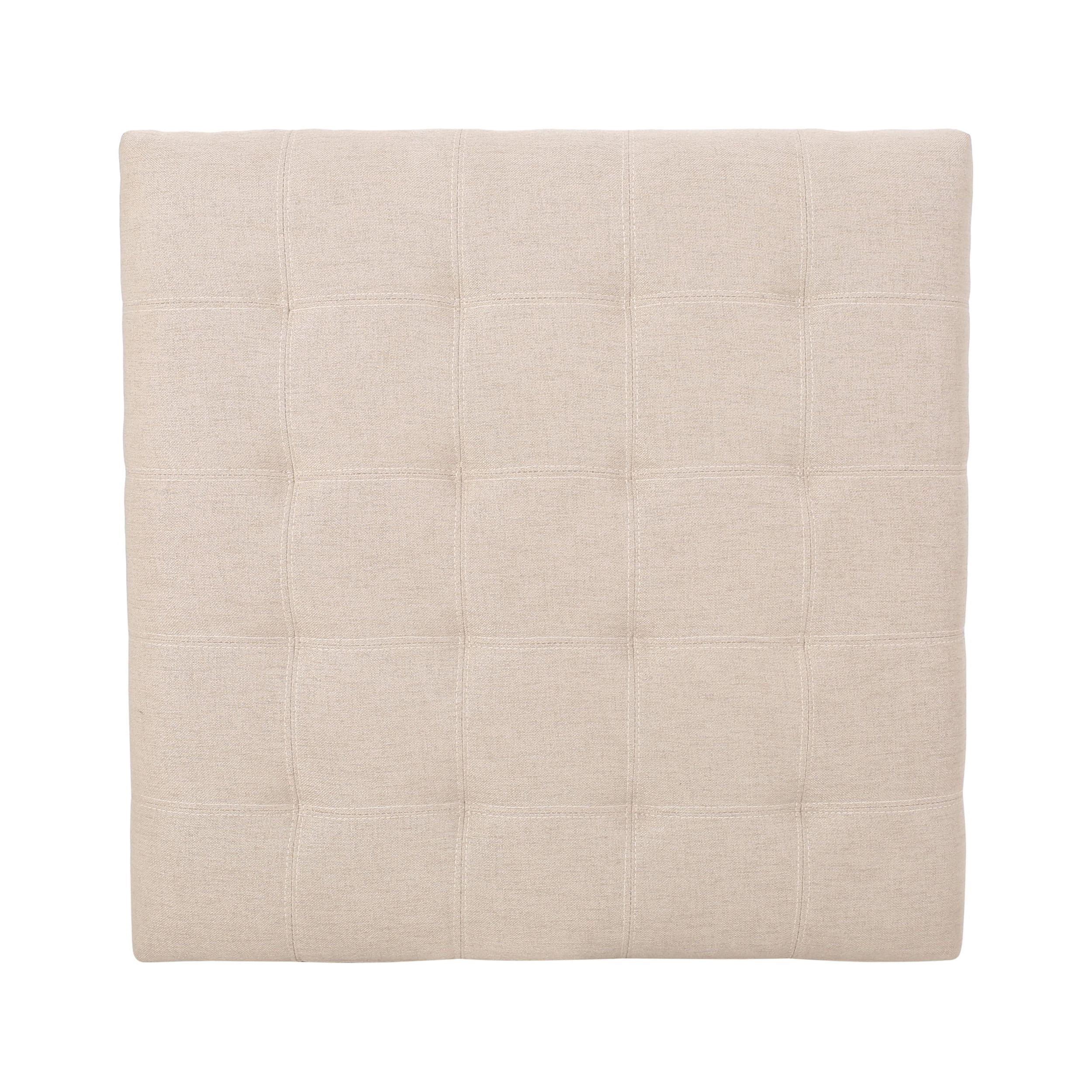 Noble House Willa Contemporary Tufted Fabric Storage Ottoman, Wheat, Dark Brown