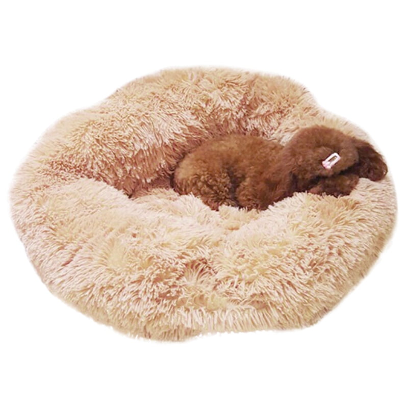 round plush fluffy pet bed