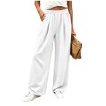 thumbnail image 4 of felwors Wide Leg Pants Woman High Waist Trousers with Pockets Casual Lounge White for Size XXL, 4 of 7