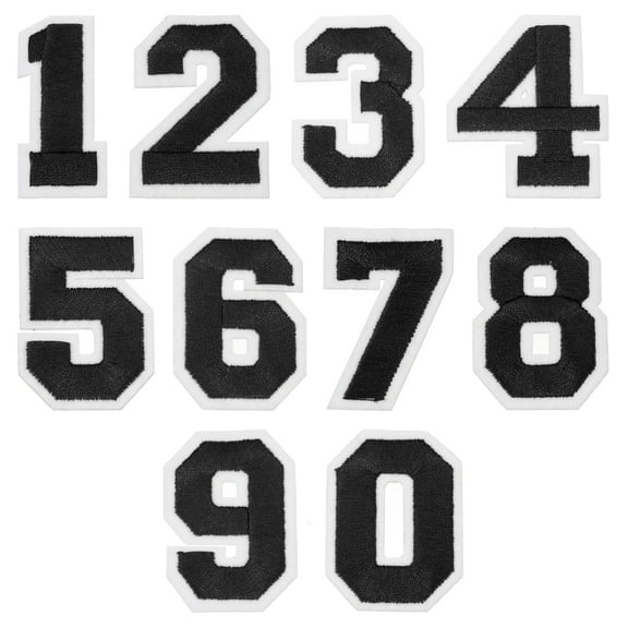 Uxcell 30 Pcs Number Patches 2" Length Number 0-9 Embroidered Decorative Repair Patches Iron/Sew on Embroidery Appliques for Decor Clothes Shoes Hats Backpacks DIY  Crafts, Black