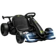 thumbnail image 2 of Aosom 24V 7.5 MPH Drifting Electric Go Kart with Adjustable Seat with Slow Start, Button Start, Music, Horn, Lights, for 6-12 Years, Black, 2 of 9