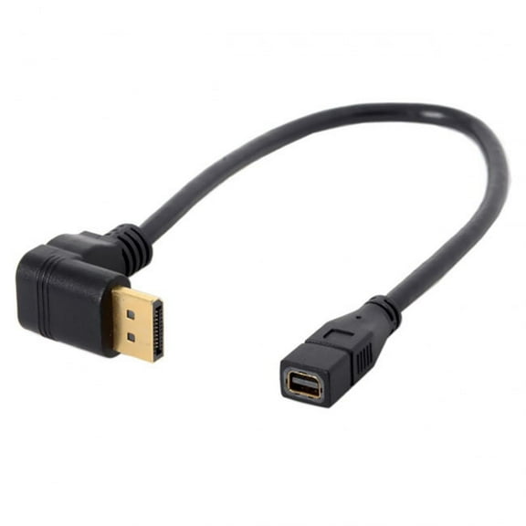 FVH Down Angled DP DisplayPort 90 Degree to Mini DP DisplayPort Female Cable for Displays Monitors