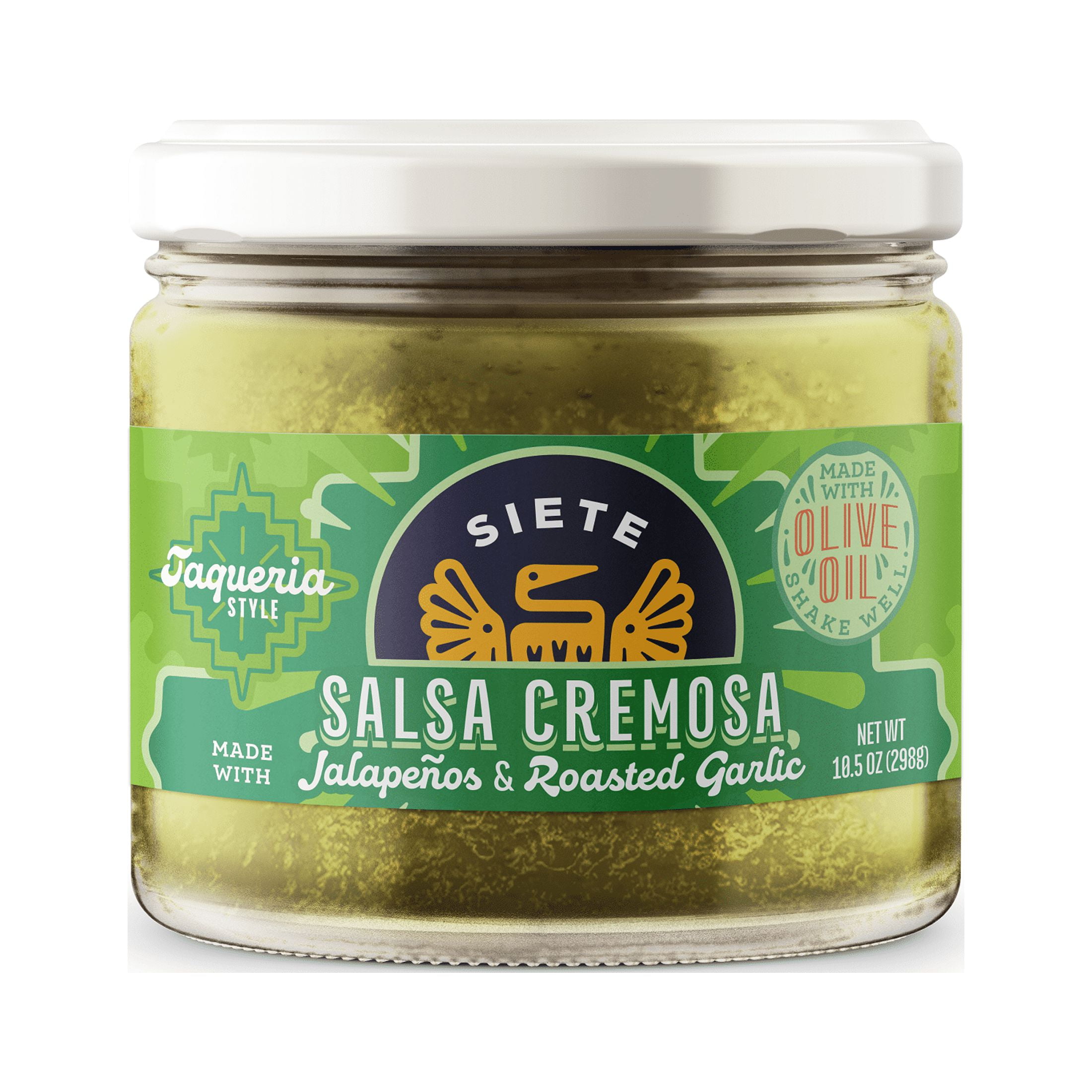 2 pack) Siete Family Foods, Taqueria Salsa Verde, Cremosa, 10.5 oz