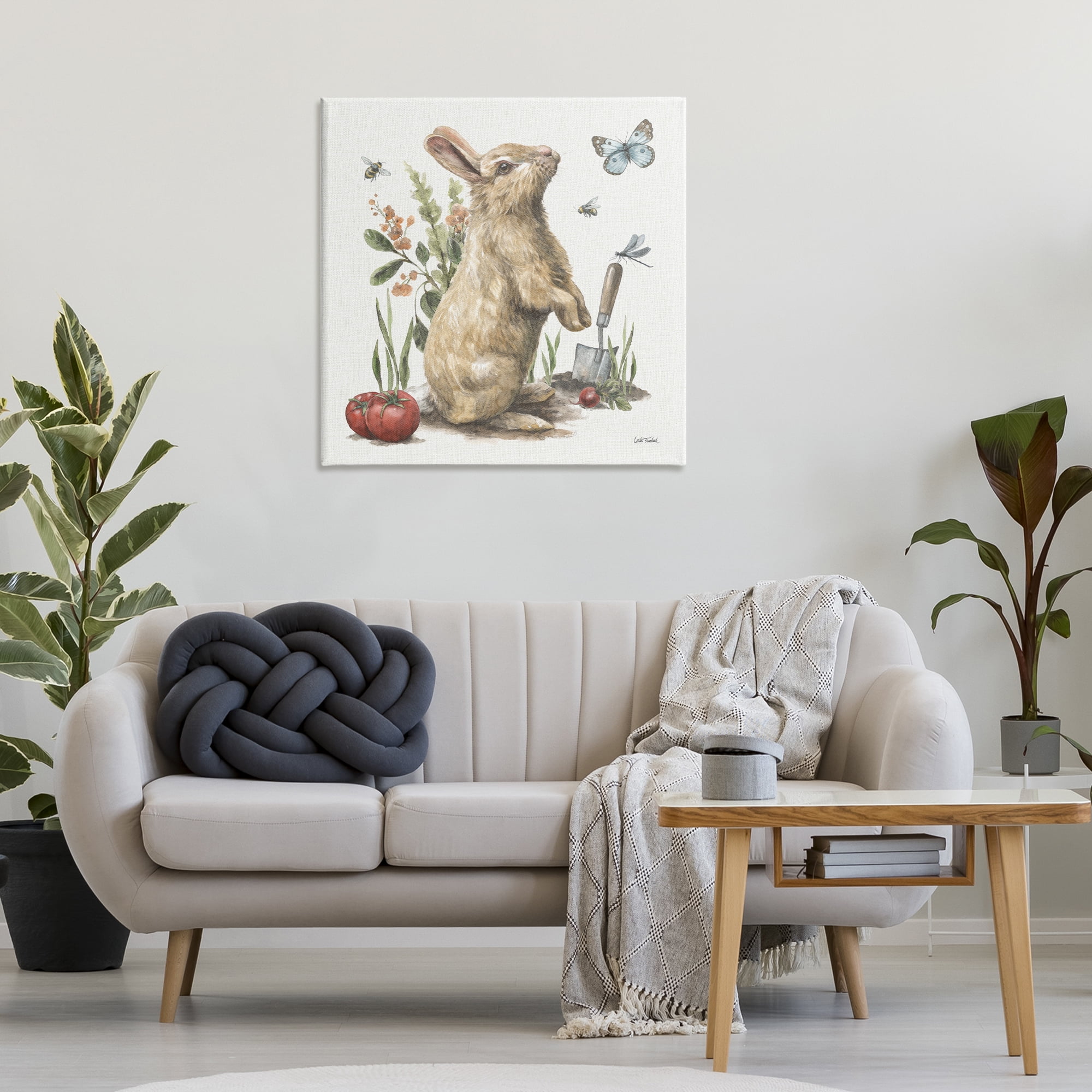 Stupell Industries Garden Patch Rabbit Animals & Insects Painting Gallery Wrapped Canvas Art Print Wall Art, 30 x 30